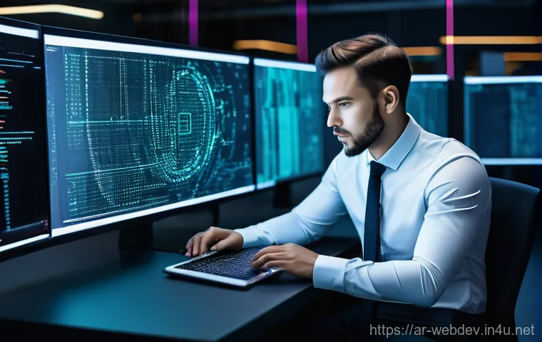 웹개발자 취업 시장 변화 - **Prompt:** A diverse group of young adult web developers, both male and female, of Arab descent, ar...