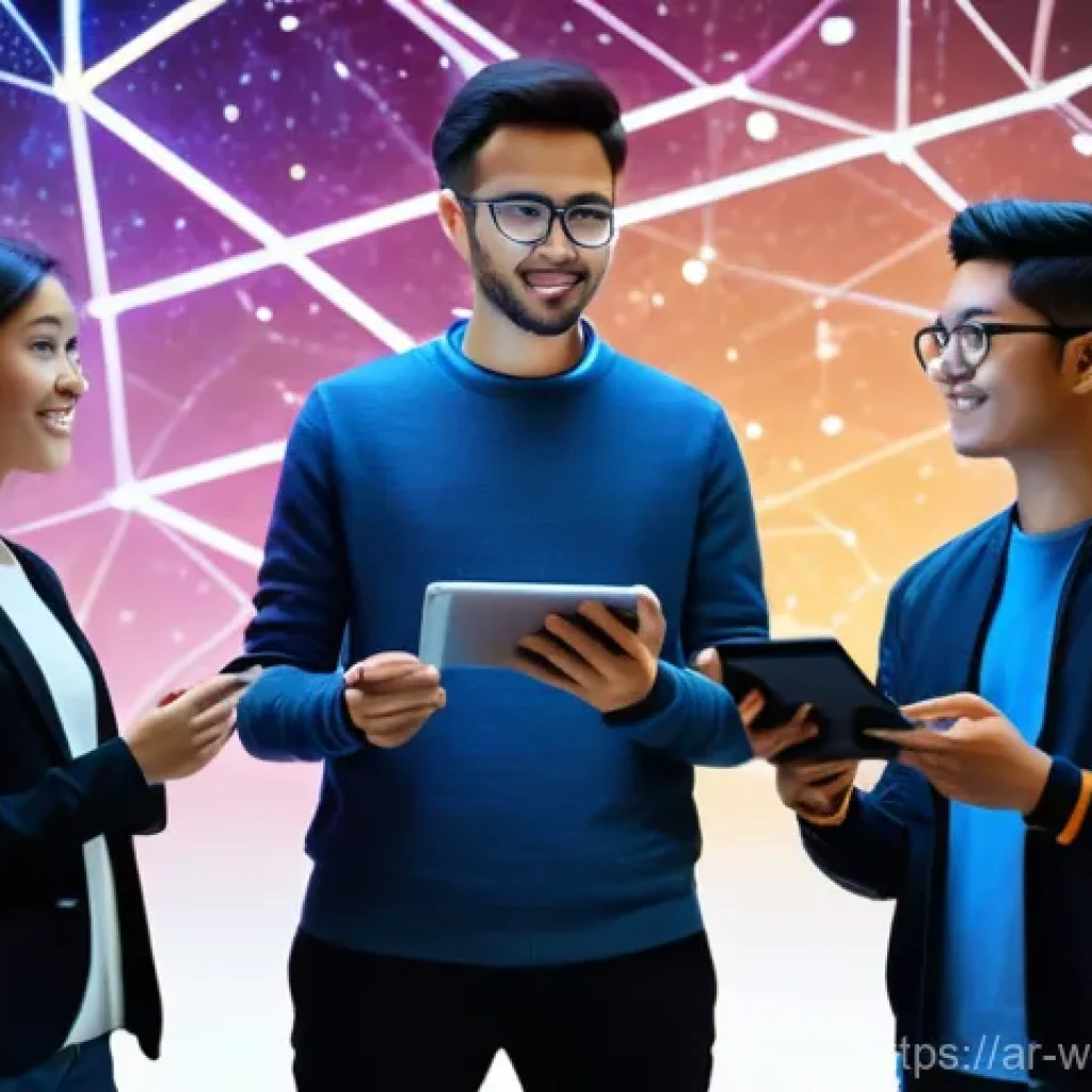 웹개발자 개발 언어 트렌드 - **Prompt:** A dynamic and inspiring scene featuring a diverse group of three young, enthusiastic dev...