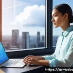 웹개발자 클라우드 활용 실무 - **Prompt 1: "The Cloud Architect"**
    A focused young female web developer, early 20s, with a dete...