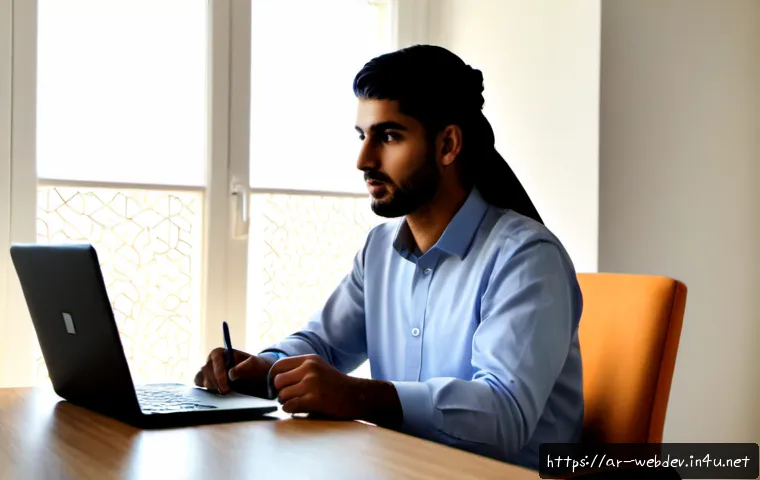 웹개발자 면접 준비 - Photorealistic web developer interview preparation scene in a modern Middle Eastern home office, you...